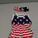 4th of July Toddler Baby Girl American Flag Tassel Romper with Headband (0-6 Months, Red)