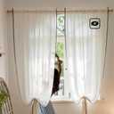 Aljctns White Sheer Curtains 96 Inches Long 2 Panels Non-See-Through Semi Sheer Curtain 52" W x 96" L Light Filtering Window Curtains Drapes for Living Room Bedroom Office