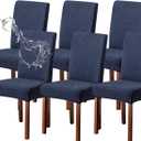 Genina Waterproof Chair Covers for Dining Room 6 Pack Kitchen Chair Covers Parson Dining Chair Slipcover, Navy Blue