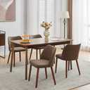 GarveeHome Leather Dining Chairs Set of 4 Upholstered PU Dining Chair with Wood Legs, Wing Backrest, Wooden Kitchen Chairs with Thick Cushions, Leveling Feet for Dining Room, Living Room, Taupe
