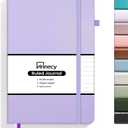 Annecy Lined Journal Notebook, Hardcover Leather Journal for Women & Men, 160 Numbered Pages, Medium 5.5" x 8.25", 100 GSM Thick Paper, Purple