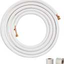 VEVOR 25FT Mini Split Line Set, 3/8" & 5/8" O.D Copper Pipes Tubing and Triple-Layer Insulation, for Mini Split Air Conditioning Refrigerant or Heating Pump Equipment & HVAC with Wrapping Strips
