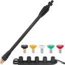 FIXFANS Pressure Washer Wand Replacement, 16 Inch Power Washer Wand with 1/4 Quick Connect, 5 Spray Nozzles, 1 Tips Holder, Compatible with Some Ryobi, Portland, Husky Pressure Washers Black