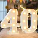 LED Marquee Light Up Numbers Sign - Lighted Birthday Numbers Sign for 40th Birthday Party Decoration, Bar Wall, Home, Table Room, Wedding and Christmas Decorations, Number 40