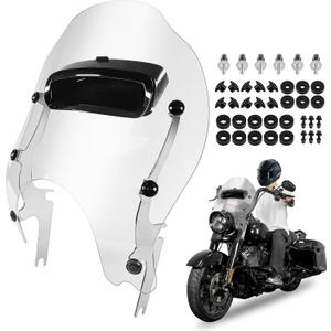 Detachable Wave Wind Splitter Vented Windshield Windscreen
Compatible with Harley Davidson Touring Road King FLHR FLHRC/I FLHRXS 1994-2026 Transparent Chrome Bracket