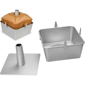 Square Tube Cake Pan, 18 Cup Recipes, 10 Inch Anodized Aluminum Angel Food, Chiffon & Pound Cake Pan with Removable Bottom and Cooling Feet