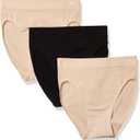 Wacoal Women's B-Smooth Hi-Cut Brief Panty, 3 Pack (Medium, Sand, Sand, Black)