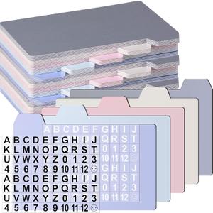 Harloon 50 Pack 3 x 5 Inch Index Card Dividers with 2 Number Alphabet Sticker with Tab, Dry Erase Index Card Guide Set, Photo Recipe Dividers for Office Business Back to School Supplies, Morandi