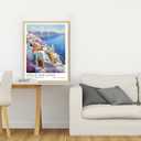 Natural Oak Frame Wall Art, 8X10 inch Greek City Tourist Landscape Poster Canvas Wall Printing, Classic City Landmark Wall Decoration, Suitable Bedroom for Living Room