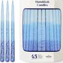 The Dreidel Company 3-Tone Blue Frost Dripless Hanukkah Candles, 1-Hour Burn Time, 45 Decorative Chanukah Candles (Single)