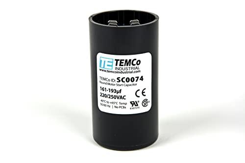 TEMCo 161-193 uF MFD CD60 Start Capacitor 220-250V AC Round | 50/60 Hz Motor Start Capacitor for HVAC, Compressor, Pump