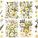 MIKIYA 90Pcs White Dried Pressed Flowers for Resin Molds, Real Natural Bulk Dry Floral Leaves for DIY Art Crafts, Epoxy Jewelry, Candle, Soap Making, Nails Decors Gifts