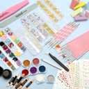 Nail Art Kit Nail Design Tools Kit Nail Art Brushes Set with Nail Stickers Nail Gems Almond Tips Nail Long Coffin False Nail Tips Nail Charms Dotting Tools Chrome Powder Nail Supplies Gifts for Girls