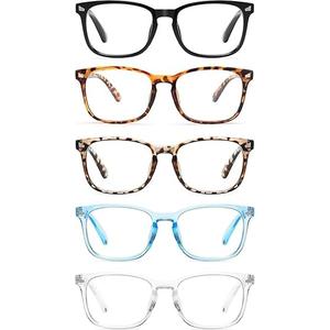 CCVOO 5 Pack Reading Glasses Blue Light Blocking Women/Men, Anti UV Ray/Glare Readers Fashion Eyeglasses with Spring Hinge
 2.25