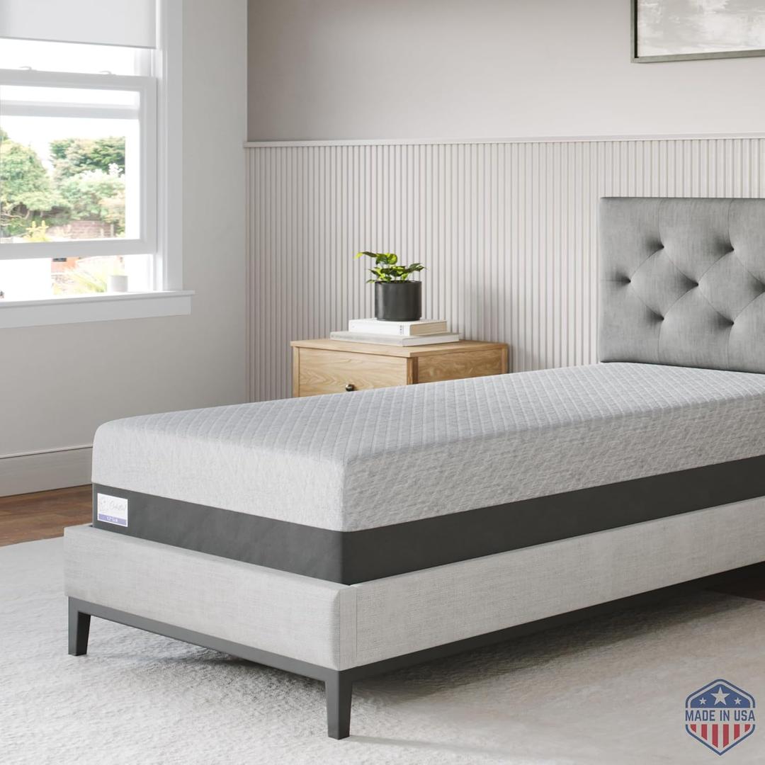 Gel Memory Foam Mattress in a Box, Made in The USA, CertiPUR-US Bed, 8 inch Firm - Twin