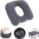 Inflatable Hemorrhoid Pillows, Donut Pillow for Tailbone Pain, Adjustable Inflatable Seat Cushion for Bed Sores, Postpartum Pregnancy, Car Seat, Airplane, 17.7'' x 15.4'' x 4.3''(Grey)