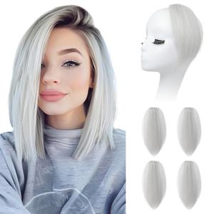 REECHO Clip in Hair Volumizer, Short Thick Clip in Hairpieces Adding Extra Hair Volume Extensions for Women with Thin Fine (Silver, 8 Inch(Pack of 4))