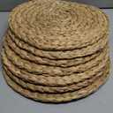 13.8 in Plate Chargers Round Woven Placemats Set of 7, Boho Farmhouse Rustic Place Mats for Dining Table Decor, Rattan Wicker Table Mats Jute Braided Chargers for Dinner Plates (Natural)