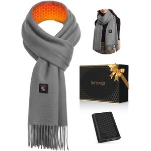 Heated Scarf Unique Useful Idea Valentine Gifts for Women Men Mom Mother Older Sister Wife Present Girlfriend Aunt Best Friend Coworker Boss Gift Friend Birthday Anniversary Travel Who Have Everything (Grey)