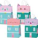 12Pcs Cat House Themed Gift Bag for Cat Party Candy Snack Goodie Bags Supplies Kitten Gift for Kids Kitten Toy Themed Birthday Children's Birthday Pet Party Decorations