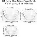 10 x 12-Piece Mini Glass Prep Bowls Set - 4x 1.5 oz, 4x 2.5 oz, 4x 4.5 oz Small Nesting Mixing Bowls for Kitchen, Food Prep, Spices, Sauces & Snacks