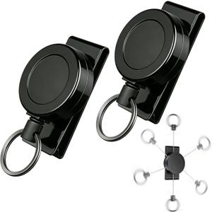 2 Pack Retractable Keychain Heavy Duty with 360 Rotating Belt Clip, 24 Retractable Key Holder for Keys, ID Badge, EDC, Work, Security, Construction