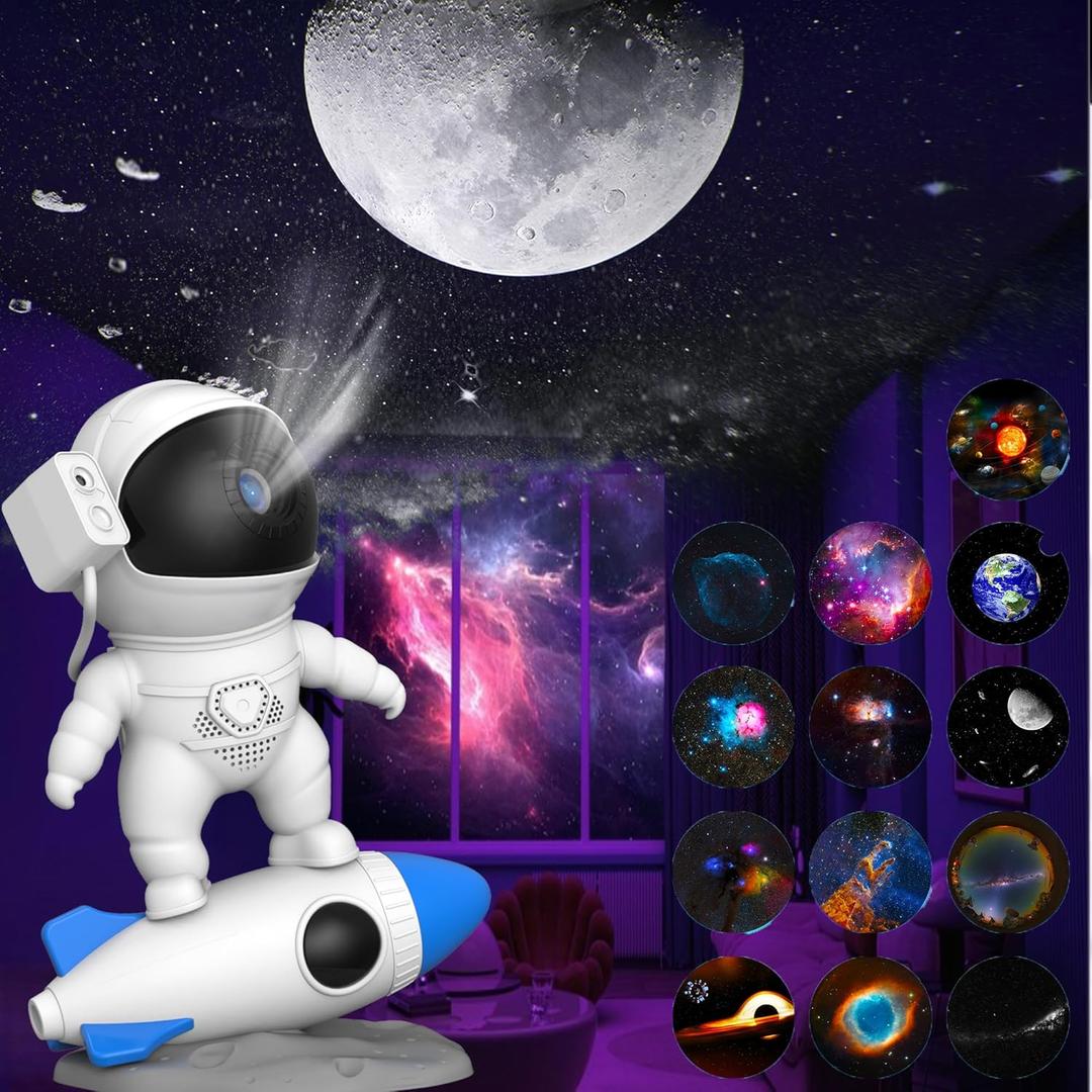 Astronaut Galaxy Projector for Bedroom, HD Galaxy Light Projector with Timer and 360 Rotation, Planetarium Projector with 13 Film Discs and 9 Colors, Star Projector Gift for Kids