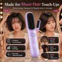 Go Brush Pro Portable Cordless Hair Straightener Brush for Travel, Fast Heating Straightening Comb with LCD Display & F/C Switch, Rechargeable Anti-Frizz Styling Tool for Smooth Shiny Hair (Purple)