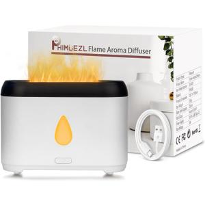 Flame Diffuser for Essential Oils, 200ml Ultrasonic Aroma Diffusers with Cool Mist, Aromatherapy Diffuser with Auto-Off Protection, Small Humidifier for Home,Office,Bedroom,Gift (White)