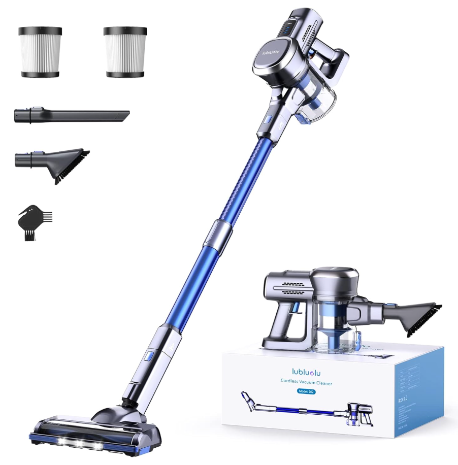 Lubluelu Cordless Stick Vacuum Cleaner, Lightweight 235W Brushless Motor, Rechargeable Battery, Self-Standing Design, Handheld for Carpet, Hard Floor, and Pet Hair