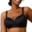 Playtex Women's Wireless Balconette Bra, Full-Coverage Bras for Women, Support, Moisture Wicking (Plus (40DDD, Dressed in Black)