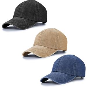 Baseball Cap Unisex Vintage Washed Distressed Cap,Retro Adjustable Dad Hats,Baseball Hat for Men Women (Black+Navy+Khaki)