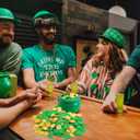 JOYIN 209PCS St Patricks Day Pot of Gold Set, 208 Lucky Leprechaun Plastic Coins and 1 Green Cauldron with Handle Saint Patricks Party Supplies