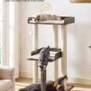 FourFurPets 43.7" Cat Tree, Modern Cat Tree Tower, Cat Tower for Indoor Cats Large Adult, Cat Condo with Scratching Post, Large Perch and Removable Pads,Rustic Brown