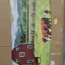 Wood Print Farmhouse Wall Art: Red Barn Nature Rural Cow Cattle Artwork Rustic Framed Picture Quiet Countryside Landscape Painting Farm Forest Gallery Ready to Hang for Bedroom Living Room Bathroom, 36"L x 24"W