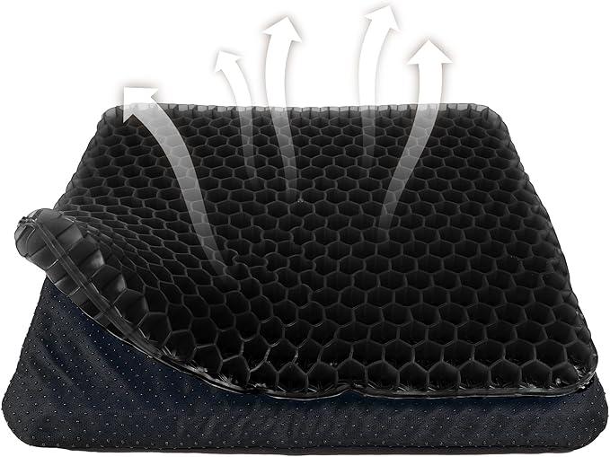 Gel Seat Cushion, Double Thick Egg Gel Cushion for Pressure Pain Relief, Breathable Wheelchair Cushion Chair Pads for Car Seat Office Chair Black