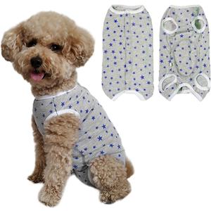 Dog's Recovery Suit Post Surgery Shirt for Puppy, Small Dog Surgical Recovery Suit for Female Male Dogs, Dog Onesie Protect Surgical Wound(Grey Stars-m)