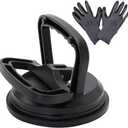 MAKERELE Powerful Aluminum Alloy Glass Suction Cup Small Handle Lifter 4.8",for Glass/Window/Tiles/Mirror/Granite Lifting,Double Handle Locking,Black