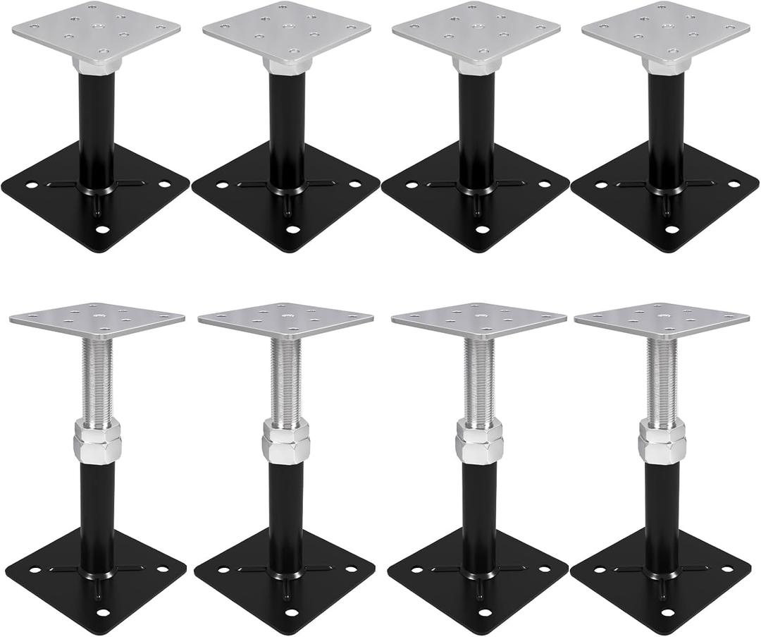 8 Pcs House Floor Jacks, 5" to 8" Adjustable Height Range House Jacks for Leveling, Floor Leveling Support, Screw Jack Post for Home Leveling, Basement, Porches, Roof Beams and Decks