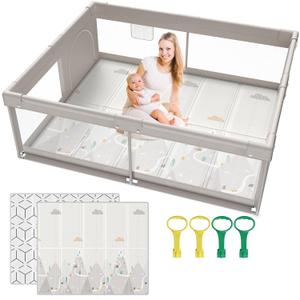 71 * 59 inch Baby Playpen with Mat,Playpen for Babies and Toddlers, Large Play Pen for Kids, Play Pen for Babies and Toddlers
