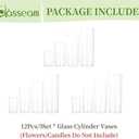 Glasseam Cylinder Glass Vases for Centerpieces: 12 Pack Clear Flower Vase Bulk 4" 6" 8" 10" Hurricane Floating Pillar Candle Holder - Modern Centerpiece for Wedding Dining Home Table Decor