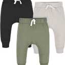 Gerber Baby Boys Toddler 3-Pack Jogger Sweatpants, Green/Black, 3-6 Months US