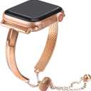 Compatible with Apple Watch Band 38mm 40mm 41mm 42mm 44mm 45mm 46mm 49mm Women, Dressy Jewelry Bracelet with Cute Charms Fancy Metal Strap for iWatch Band SE 3 Ultra 2 3 Series 11 10 9 8 7 6 5 4 3 2 1