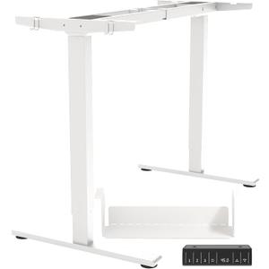 Dual Motor Standing Desk Frame, Electric Adjustable Legs with Memory Presets, Stand Up Desk Frame Workstation, with Cable Management Tray, 2pcs Headphone Hook, for Home Office, White