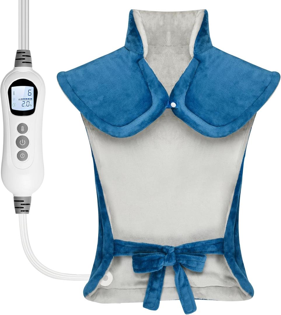 Heating Pad for Neck Shoulder and Back, Valentines Day Gifts for Her Him, Birthday Gift for Women Men Mom, Deeper Pain Relief,Large Weighted Heat Pad, ETL Certified, Blue (24"x37")