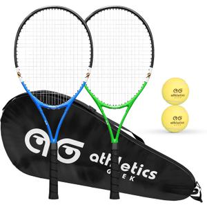 Teen Tennis Racket Set-27 Inch Tennis Rackets for Beginners and Youth Players-Lightweight Racquets with Carry Bag, Grip Tape, and Ball Offer-Ideal for Boys & Girls Ages 12+