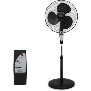BLACK+DECKER 18-Inch Stand Fan with Pedestal Base, Height Adjustable Pedestal Fan with Remote and Touch Control Panel, Free Standing Fan with 90-Degree Oscillating and 3-Speed Settings, Black