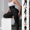 SHAPELLX Leggings for Women Tummy Control High Waisted Shapewear Leggings Non-See-Through Workout Compression Pants (Black, M)