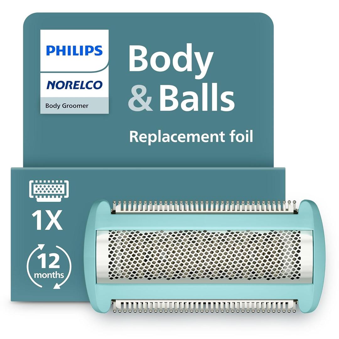 Philips Norelco Body Groomer Replacement Shaving Foil Head, 100% Showerproof & Waterproof Hypoallergenic Shaver Foil compatible with Philips BG5000/BG7000/BG9000 series Body Groomers, BG2010/40 (Green)