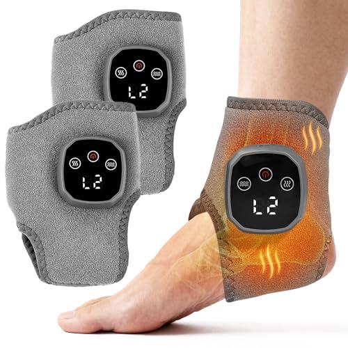 YAZHI Foot Massager 2-in-1 Warming Wrap – Relax & Renew Foot & Ankle Massager with 3 Modes & 4 Heat Levels, Portable for Home or Travel 2pack